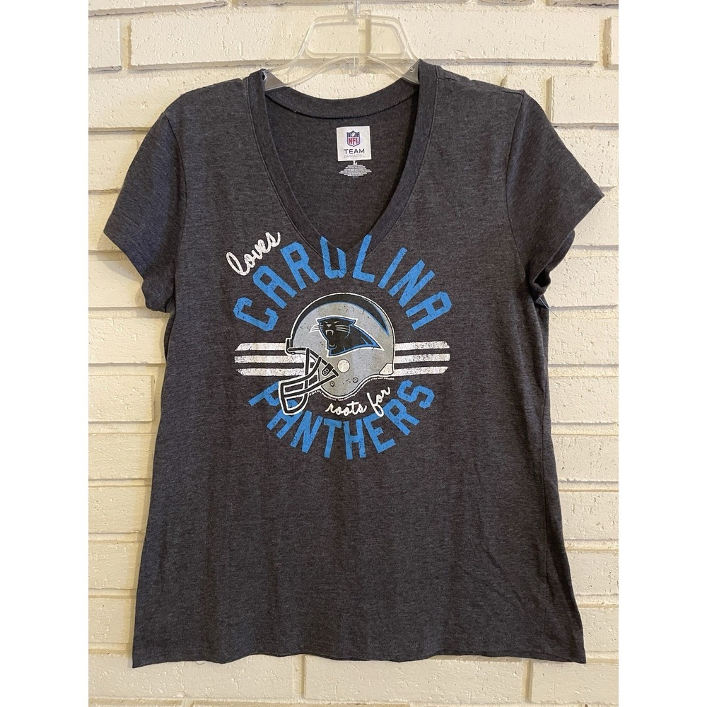 Carolina Panthers NFL Woman's  V Neck Tee Shirt Team Apparel Size‎ Large NWOT